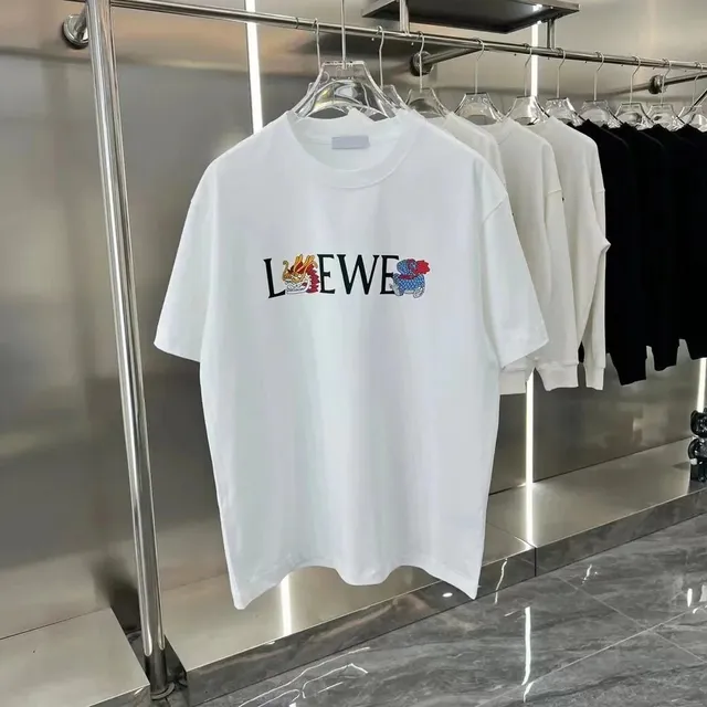Loewe Logo Tee Dragon and Elephant Embroidery