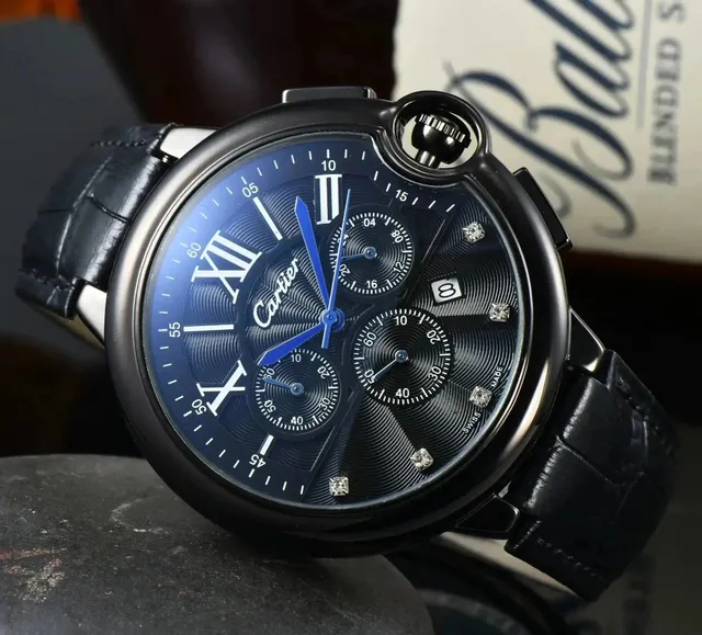 Cartier Santos Chronograph Blue Dial with Diamonds