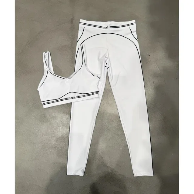 Lululemon Align Bra and High-Rise Leggings White with Black Piping