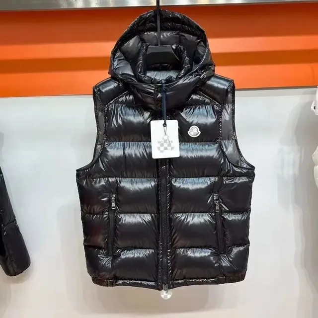 Moncler Quilted Hooded Vest Shiny Nylon