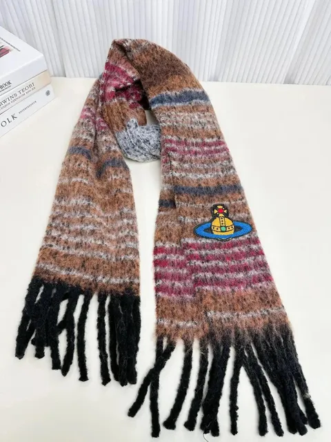 Vivienne Westwood Oversized Scarf Striped with Orb Patch