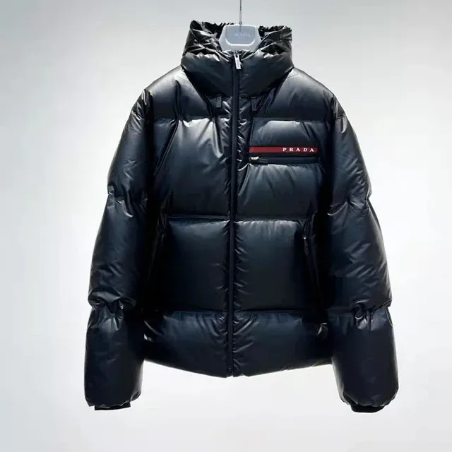 Prada Nylon Puffer Jacket Logo Patch