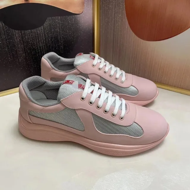 Prada Galleria Sneaker Pink and Silver Mesh