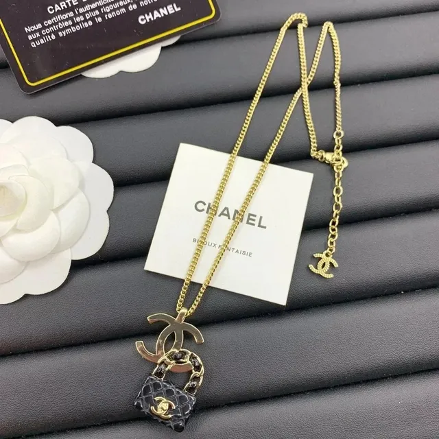 Chanel CC Lock Necklace Quilted Black Resin Pendant