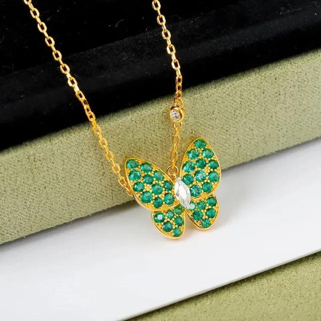Van Cleef & Arpels Butterfly Pendant Emerald Pave