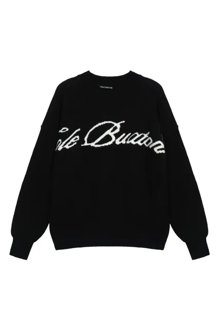 Cole Buxton Logo Knit Sweater White Script Logo