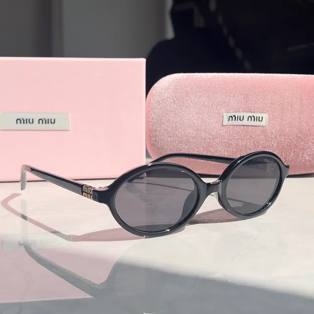Miu Miu Oval Sunglasses Gold Logo Detail