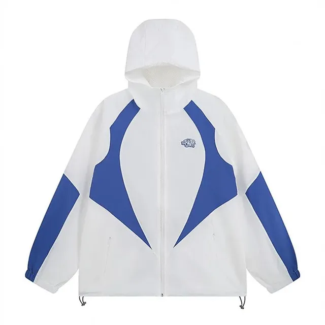 Windbreaker Jacket Color-Block Hooded