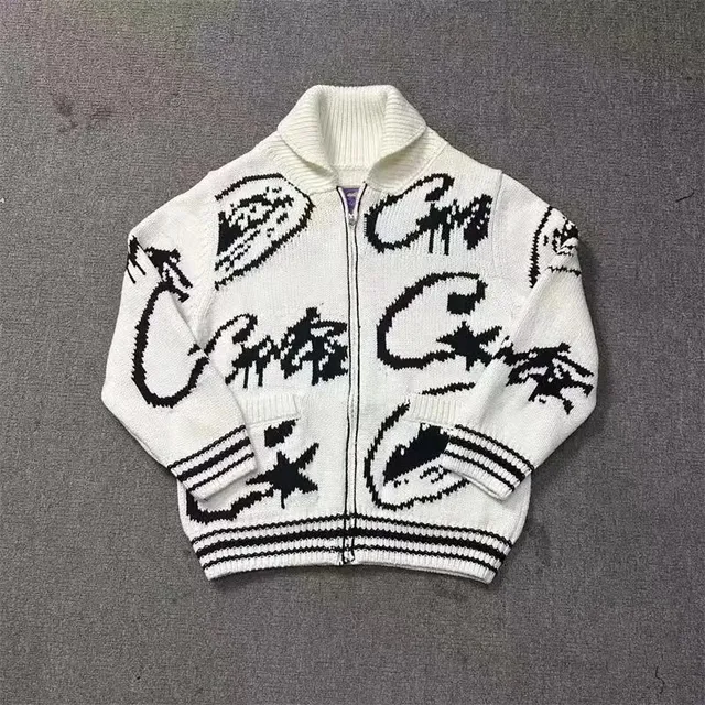 Chanel Zip-Up Knit Cardigan Abstract Logo Intarsia