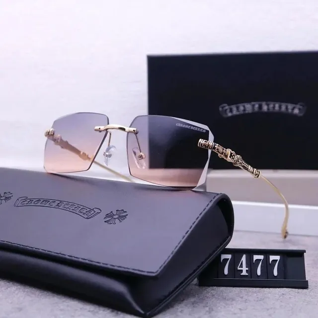 Chrome Hearts Rimless Sunglasses Gradient Lens with Cross Motif Temples
