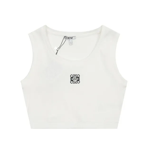 Loewe Ribbed Crop Top Embroidered Logo