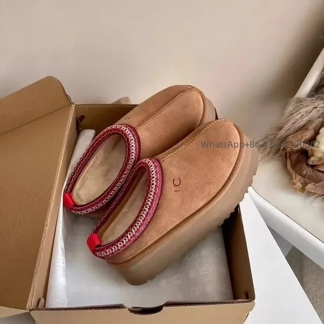 UGG Platform Slipper Suede with Red Trim