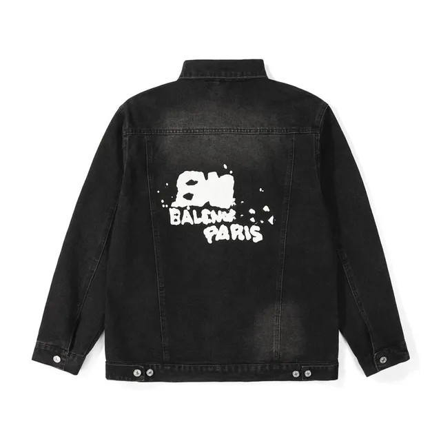Balenciaga Denim Jacket Paint Splatter Logo