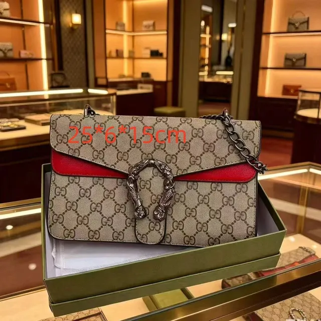Gucci Dionysus GG Supreme with Red Leather Trim