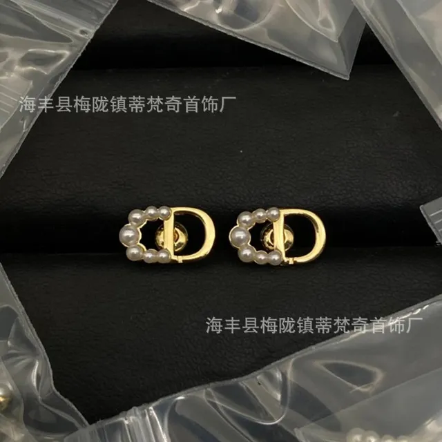 Dior Bobby Earrings Pearl-Embellished Gold-Tone