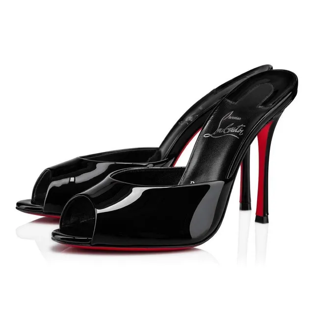 Christian Louboutin Peep Toe Mule Patent Leather
