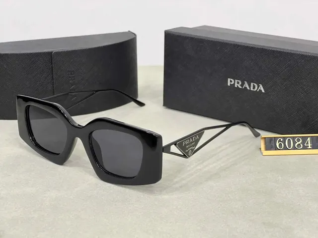Prada Square Sunglasses Metal Triangle Temple