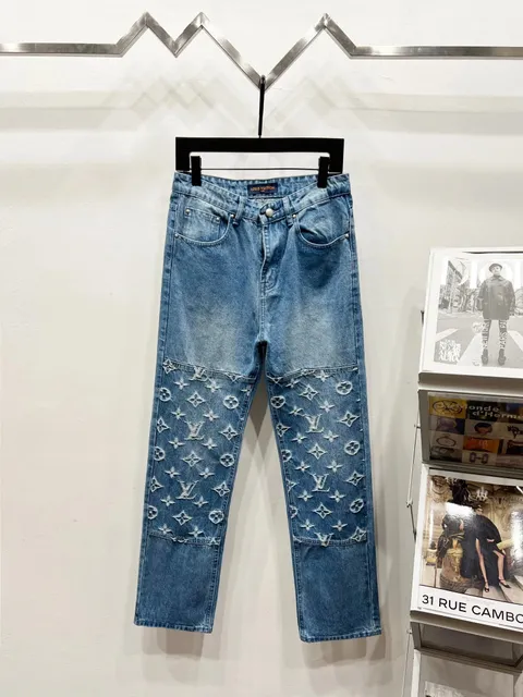 Louis Vuitton Monogram Patchwork Jeans Embroidered LV Motif