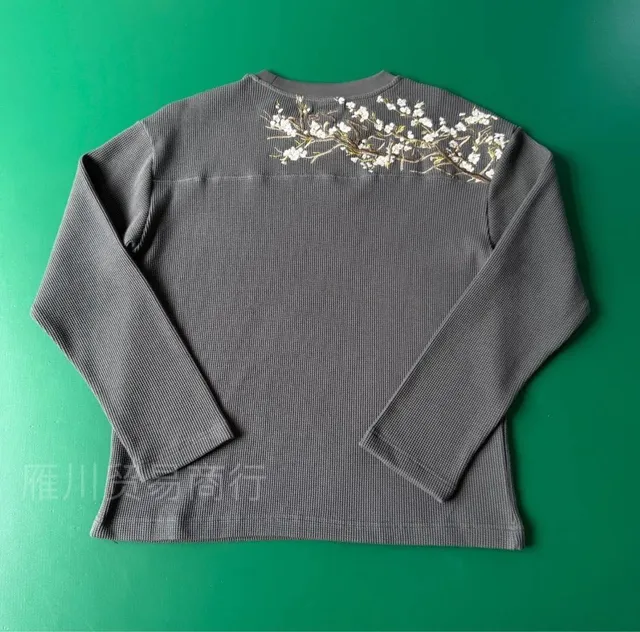 Long-Sleeve Ribbed Sweater Cherry Blossom Embroidery