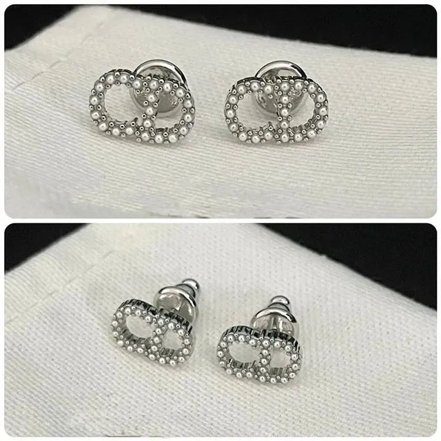 Dior CD Stud Earrings Pearl-Embellished