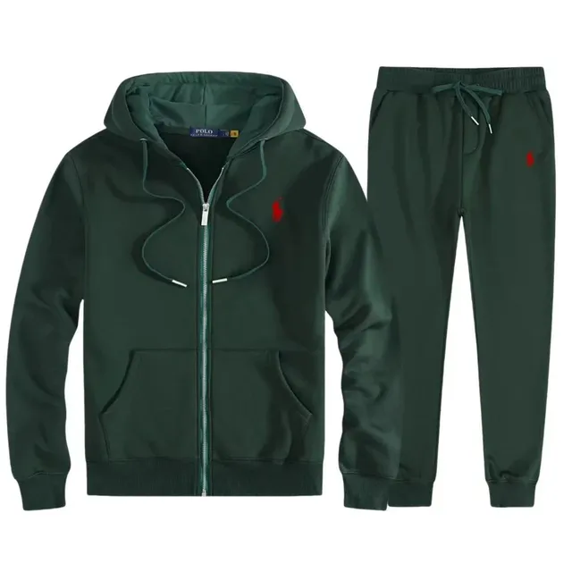 Polo Ralph Lauren Hoodie and Jogger Set Forest Green with Red Pony
