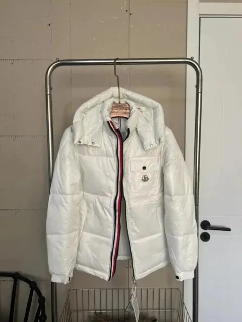 Moncler Jacket White with Webbing Trim