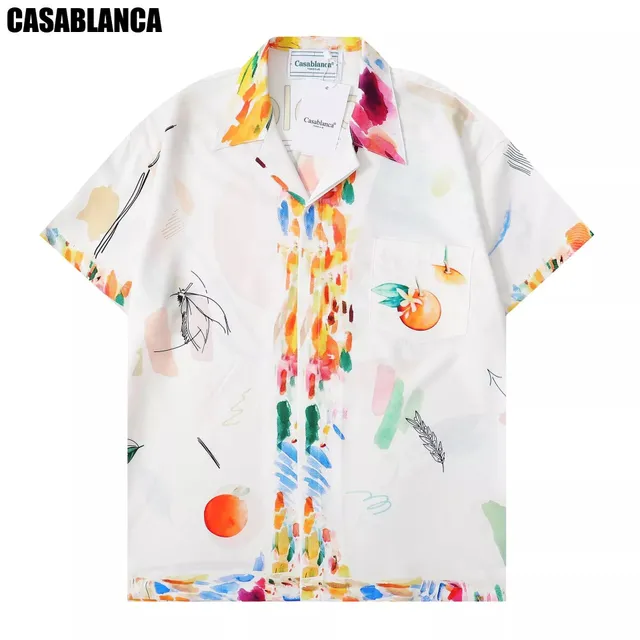 Casablanca Short-Sleeve Shirt Abstract Fruit Print