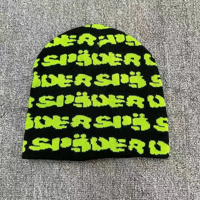 Sp5der Knit Beanie Spider Logo Repeat