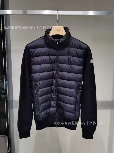 Moncler Knit-Sleeve Puffer Jacket Black