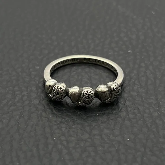 Chrome Hearts Five Skull Ring Antique Silver