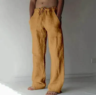 Drawstring Linen Trousers Relaxed Fit