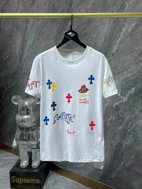 Chrome Hearts Graphic Tee Multi-Color Cross and Lips Print