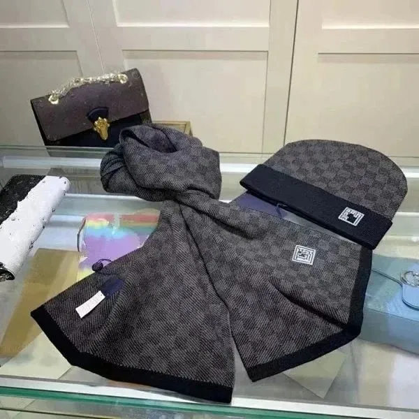 Louis Vuitton Scarf and Beanie Set Monogram Canvas