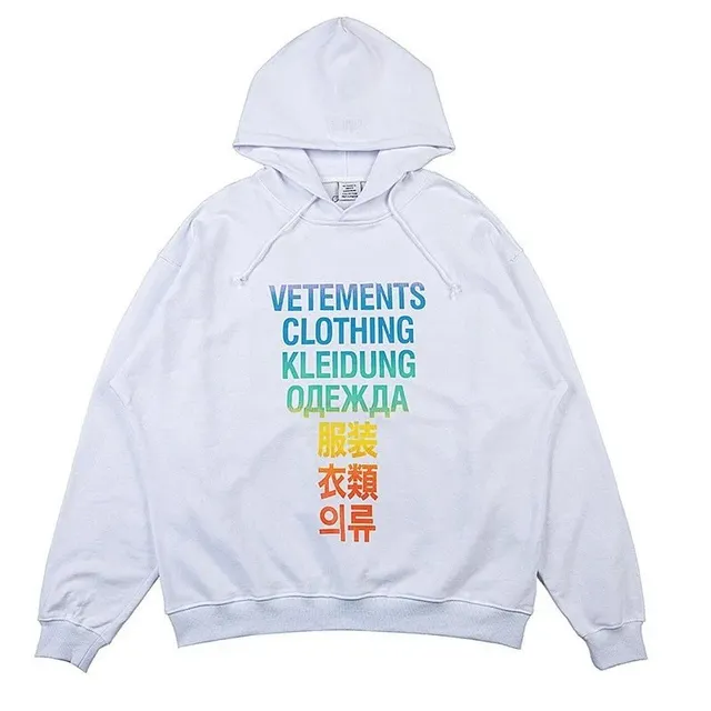 Vetements Hooded Sweatshirt Multilingual Text Print