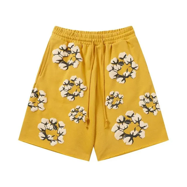 Denim Tears Cotton Flower Shorts Yellow with Cotton Print