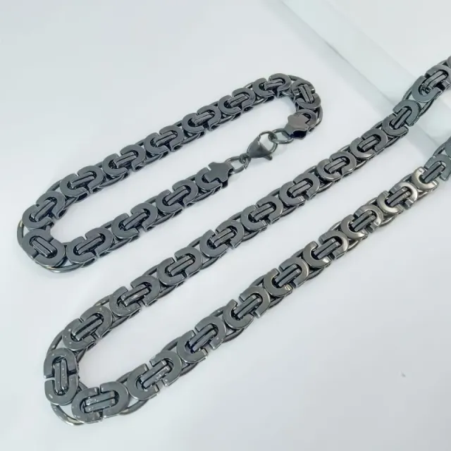 8mm黑色套装 手链23cm+项链55cm