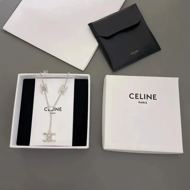 Celine Triomphe Necklace Triple Logo