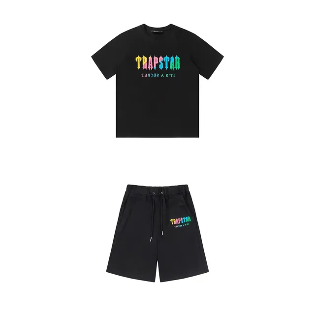 Trapstar Logo Tee & Shorts Set Rainbow Logo