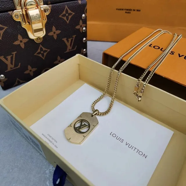 Louis Vuitton Dog Tag Necklace LV Logo
