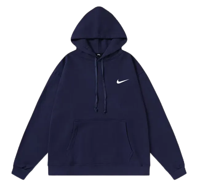 Nike Tech Fleece Hoodie Navy with White Swoosh