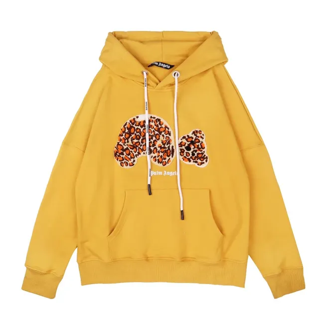 Palm Angels Hoodie Leopard Bear Appliqué