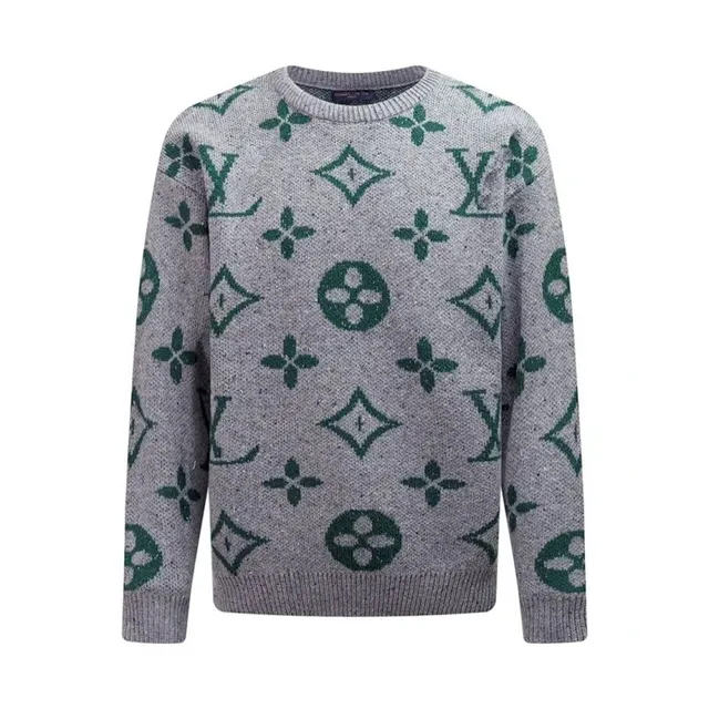 Louis Vuitton Monogram Knit Sweater Grey with Green Monogram