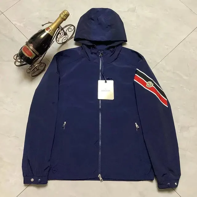 Moncler Hooded Windbreaker Logo Stripe Sleeve