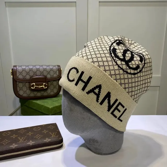 Chanel Knit Beanie CC Logo Grid