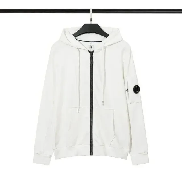 C.P. Company Goggle Hoodie White with Black Zip and Lens Patch