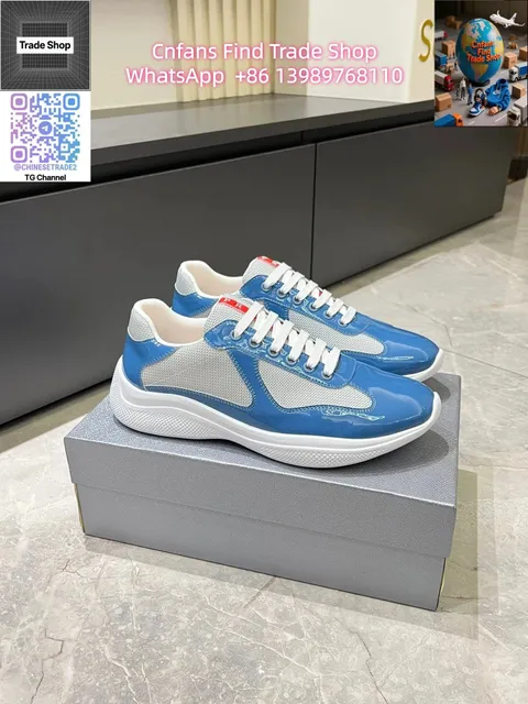 Prada Linea Rossa Blue Patent and Mesh