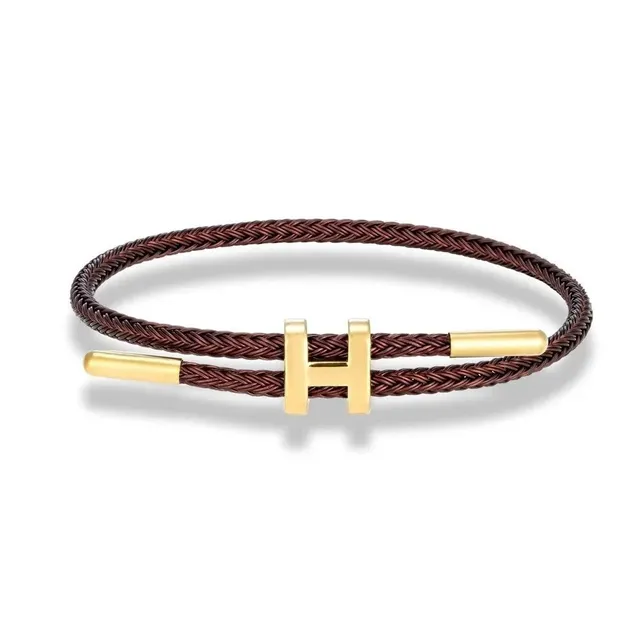 Tiffany & Co. Tiffany T Bracelet Braided Leather with Gold H