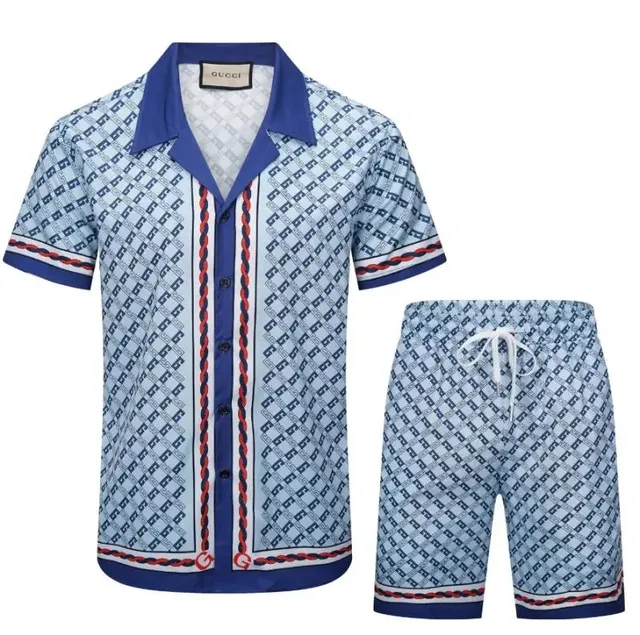 Gucci Printed Short-Sleeve Shirt and Shorts Set GG Monogram Pattern