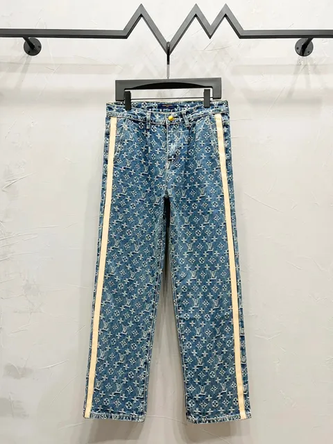 Louis Vuitton Monogram Denim Jeans Side Stripe