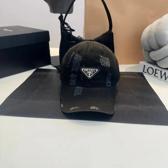 Prada Baseball Cap Distressed Logo